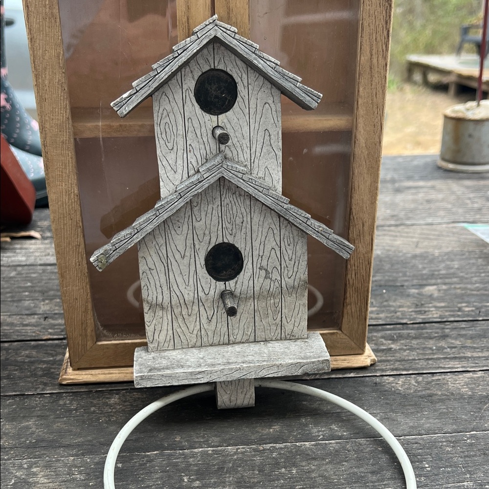 Rustic Gray Wooden Birdhouse towel rack